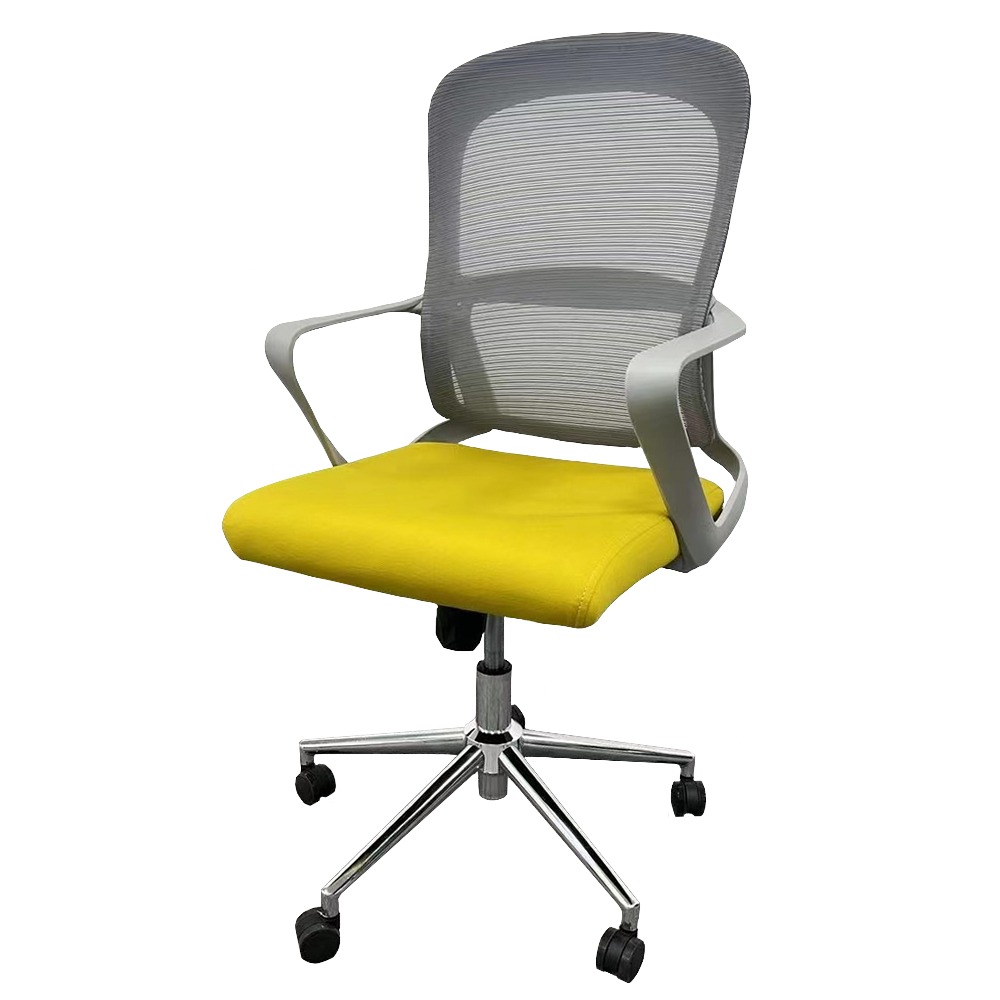 H-1中背網椅-灰框(灰背+黃座墊)(ip)  