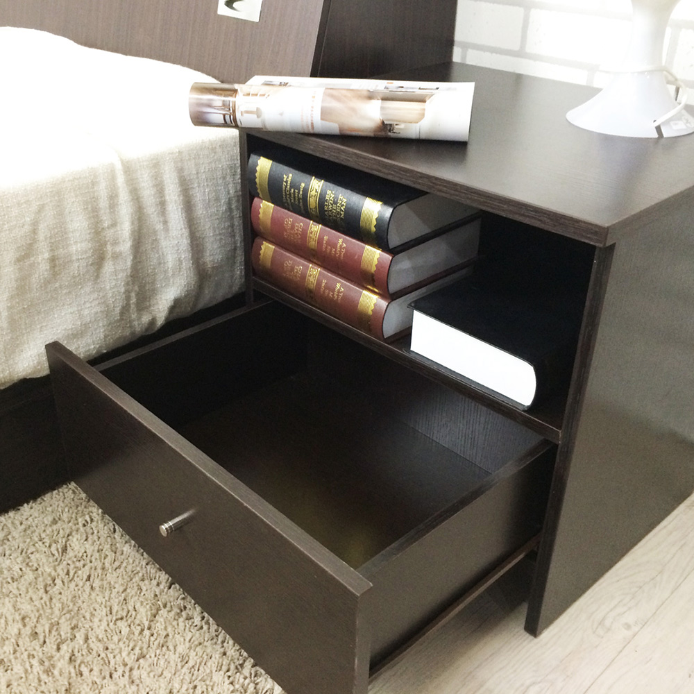 日式 極簡風 浮雕木紋 大方收納 床頭櫃/床邊櫃/矮櫃