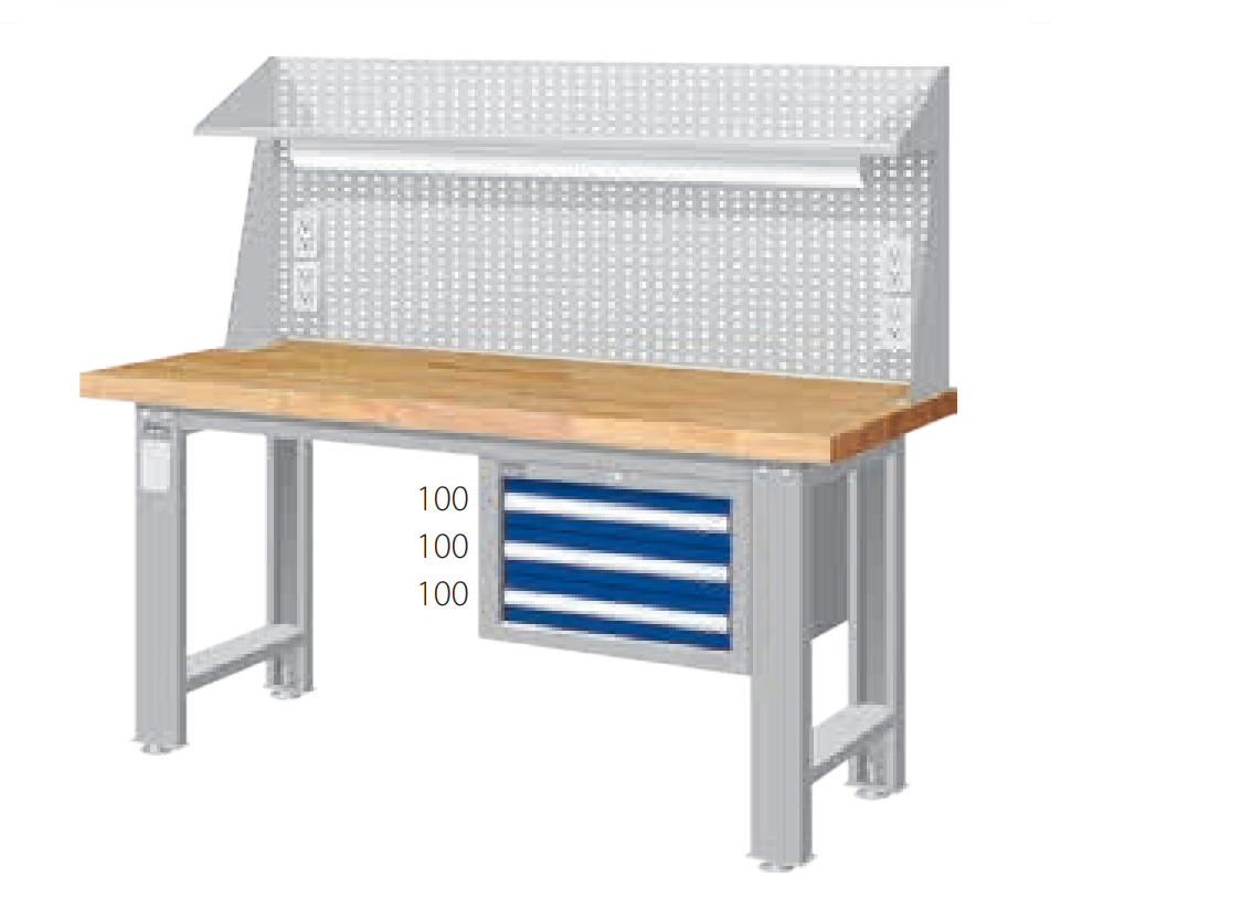 上架型(WQ-56)重型工作桌(吊櫃，抽屜可選)