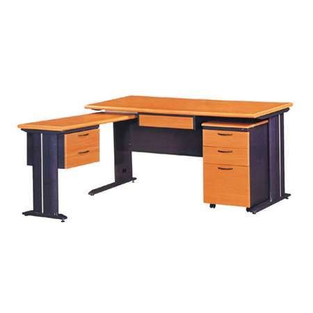 L型 160-CD 木紋黑體主管桌(整組)